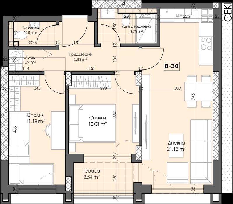Продава се Тристаен апартамент в Пловдив, Гагарин - 85 кв.м за 657 €/кв.м - Снимка #2