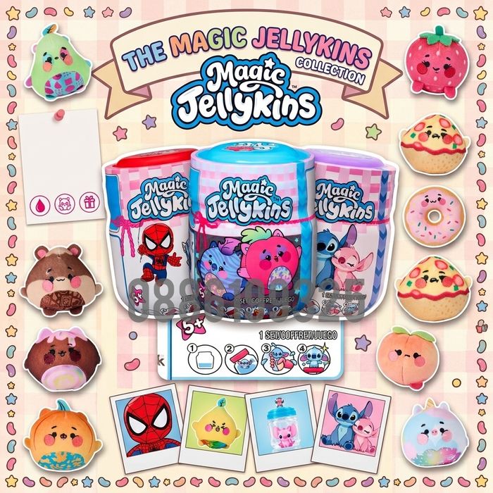 Magic Jellykins Стич, Спайдърмен, Avengers, плодчета – детска изненадваща играчка в бурканче