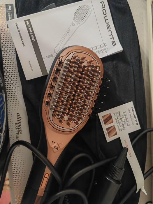 Perie reparatoare ROWENTA Hair Therapist CF9940F0, 165W, Invelis Kerat