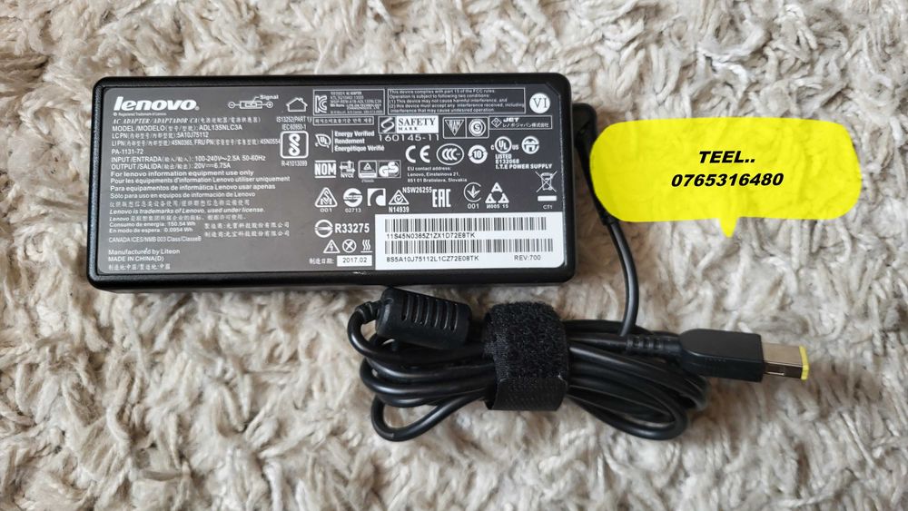 LENOVO 135W Incarcator AC Adaptor 20V-6.75A cu mufa usb cu pin central