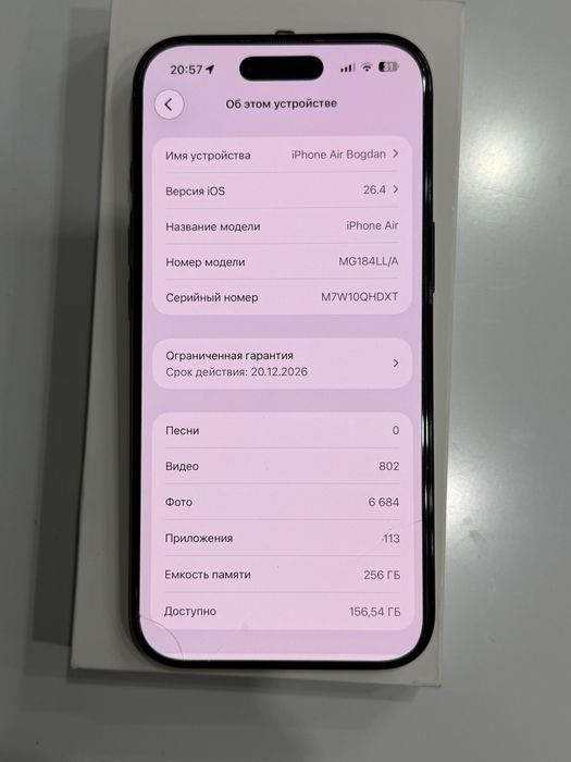 Iphone Air, Space Black, 256GB