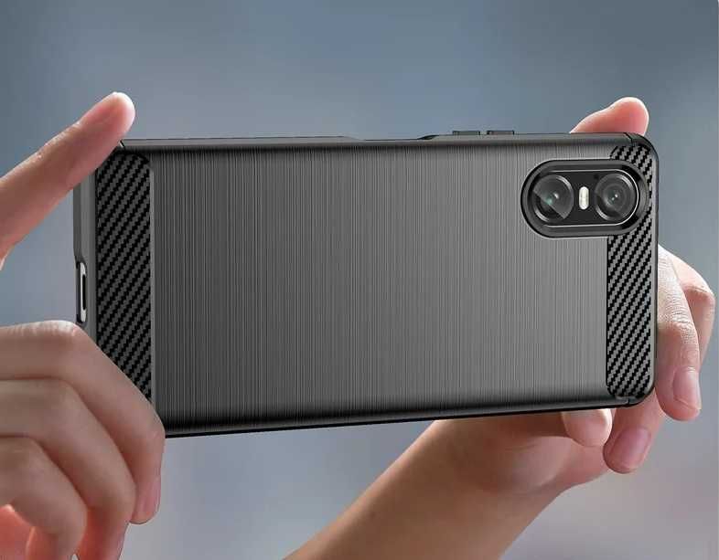 Sony Xperia 1 VI / 10 VI / 10V 5V 1V - Удароустойчив Кейс Гръб CARBON
