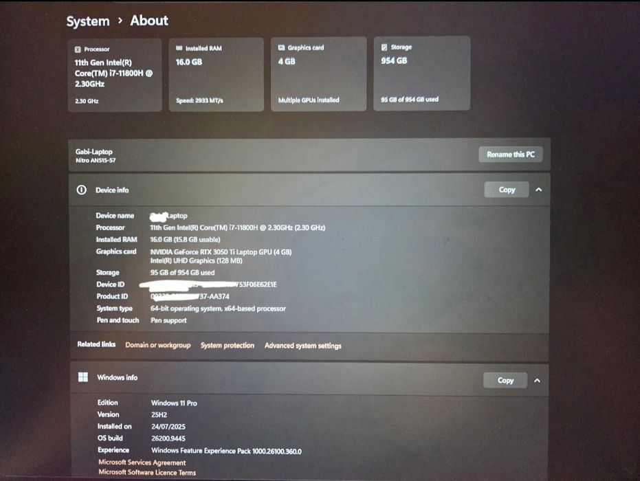 Acer NITRO  5 - 16GB RAM, 1 TB SSD, RTX 3050ti