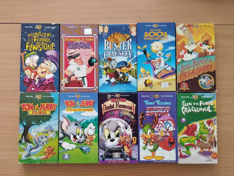 OFERTA 30.06 - Casete VHS, 43 buc, Scooby-Doo Batman Bugs Bunny Tom si Jerry Printesa lebada Uriasul de fier Woody Craiasa zapezii