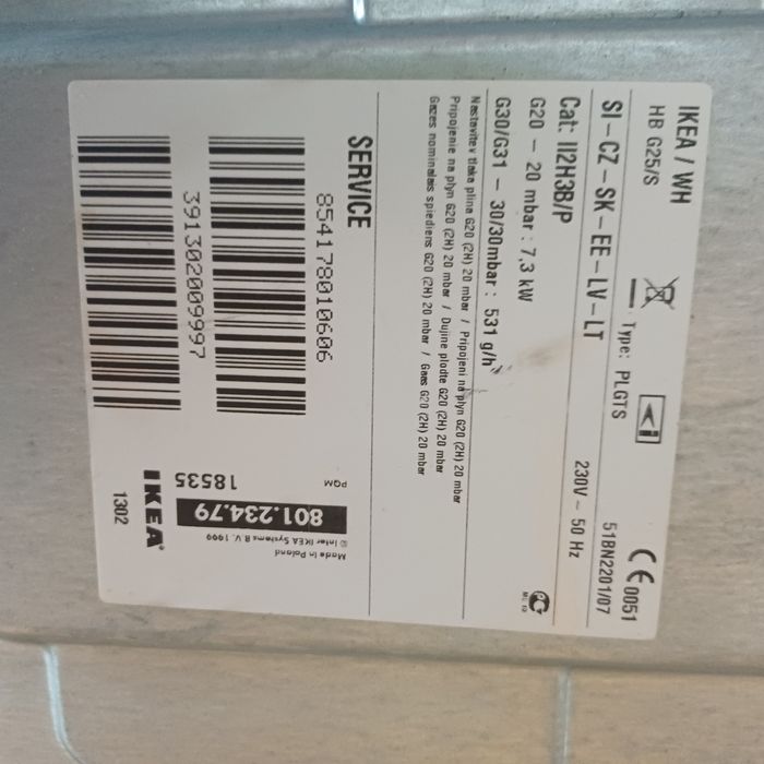 Plita gaz IKEA PLGTS. 59 cm INOX