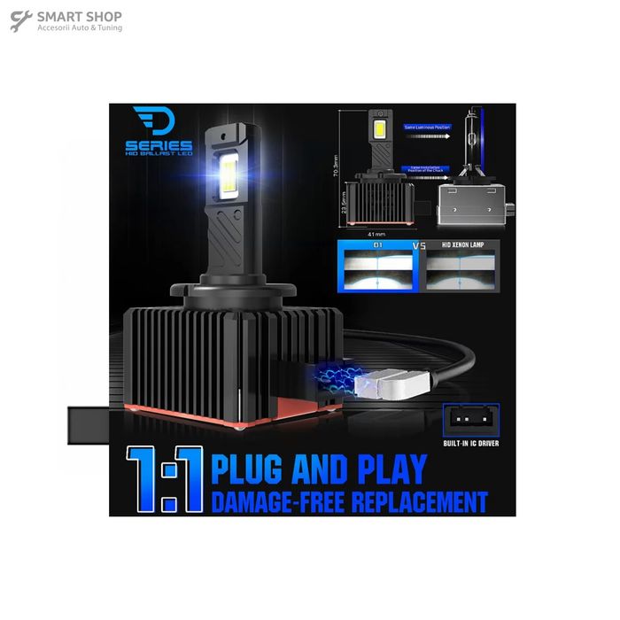 Set Becuri LED D1R Conversie Xenon-LED Seria D 6000K 4300LM High Power