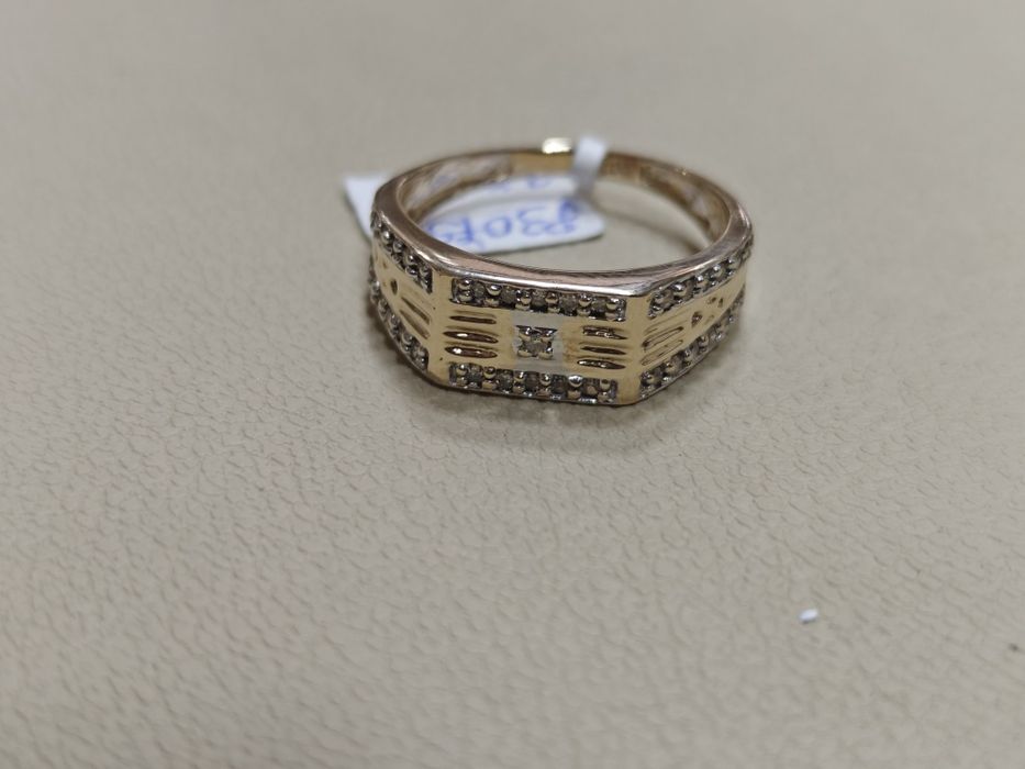 Inel/ghiul bărbătesc cu diamante aur 9k 5.33gr (r)