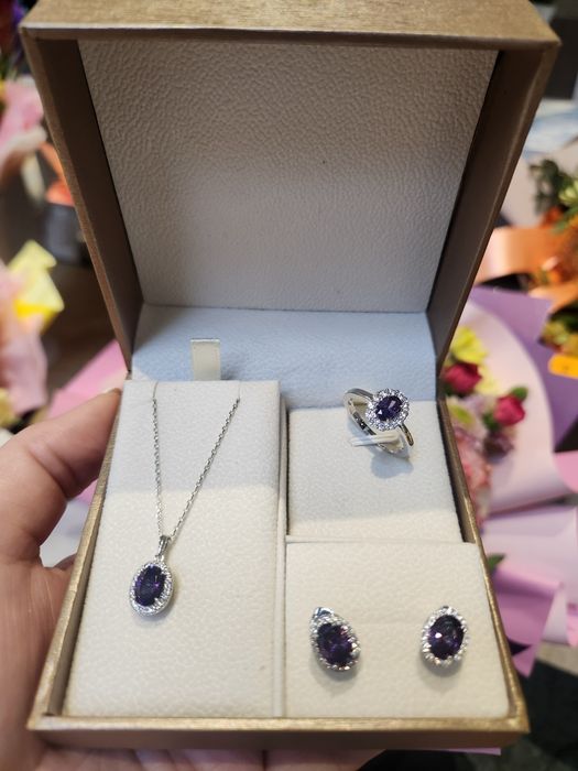 Set bijuterii placate cu platina Piatra mov
