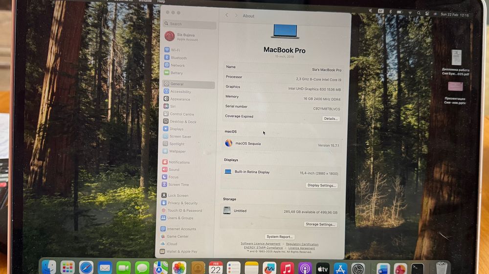 MacBook Pro 15” Retina / i9 / 16GB / 512GB / Отлично състояние.