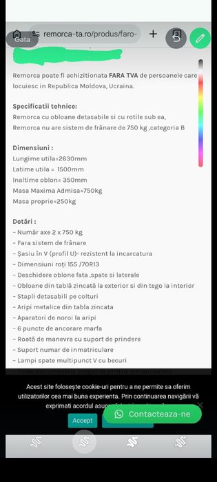 Vând remorcă cu două axe