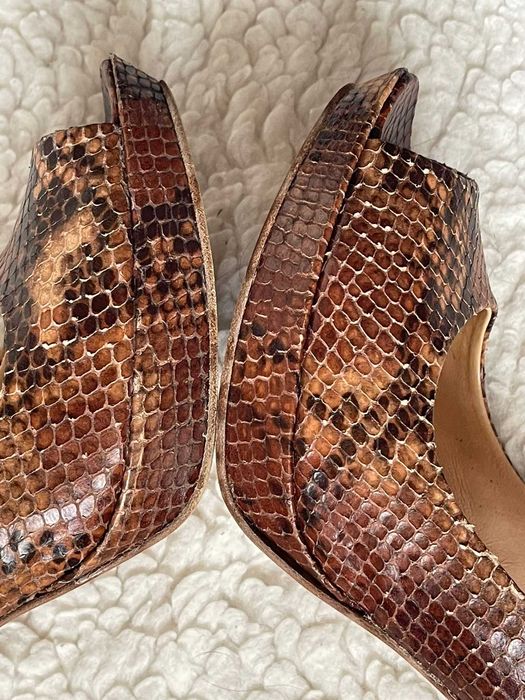 Sandale dama piele naturala sarpe toc cui argintiu Baldinini Italia