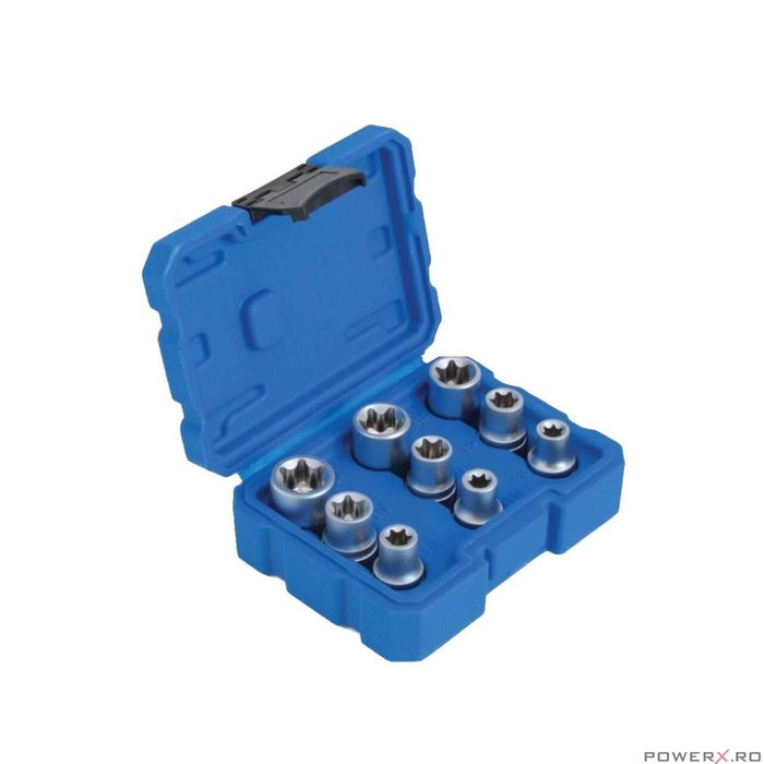 Trusa tubulare tip E, E10-E24, torx, 9 piese, Satra