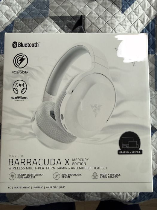 Гейминг слушалки Razer - Barracuda X 2022, Mercury White