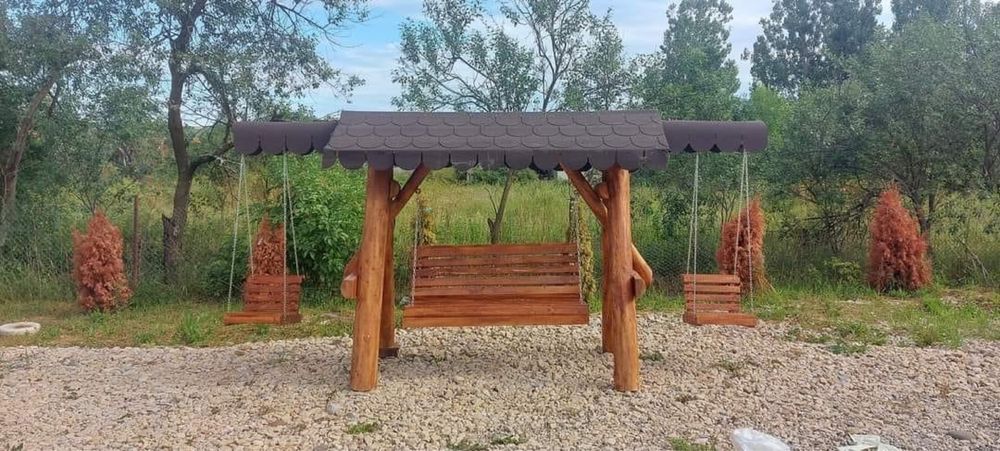 Balansoar din lemn rustic / leagan lemn rotund
