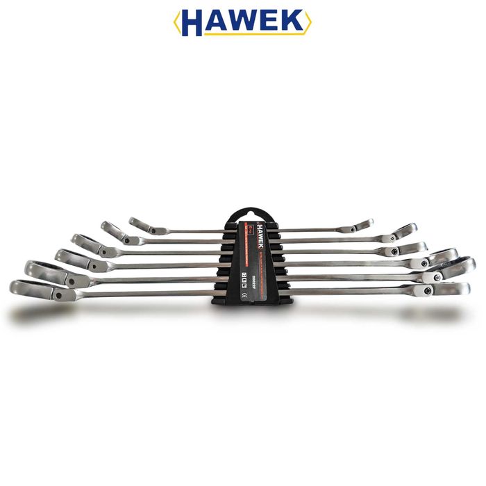Удължени подвижни звездни ключове с тресчотка 8-19 мм, HAWEK