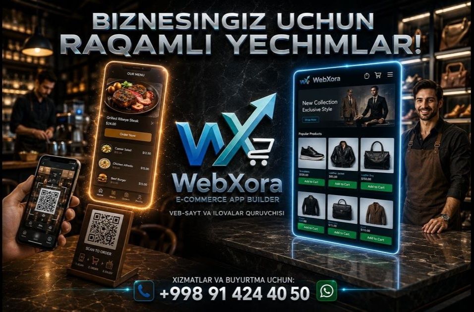 Kafe uchun QR-menyu va do'konlar uchun saytlar