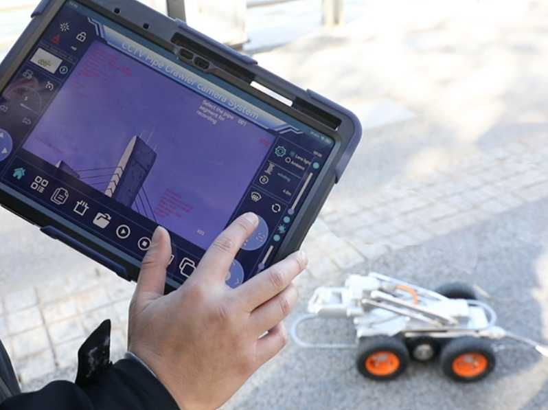 Robot inspecție canalizare profesional 200–3500 mm | Cameră PAN/TILT HD + 300 m cablu