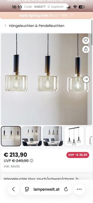 Полилей/Пендел черен; бял; стъкло; бетон, месинг