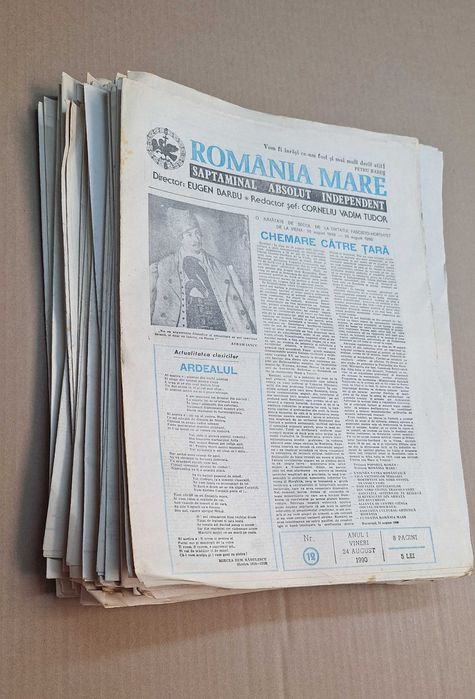 Lot ziare vechi Romania Mare, 64 ediții anii 1990-1991 Istoria presei românești