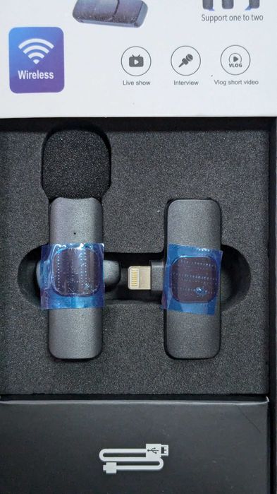 Безжичен микрофон за телефон тип брошка с ниска латентност + Гаранция