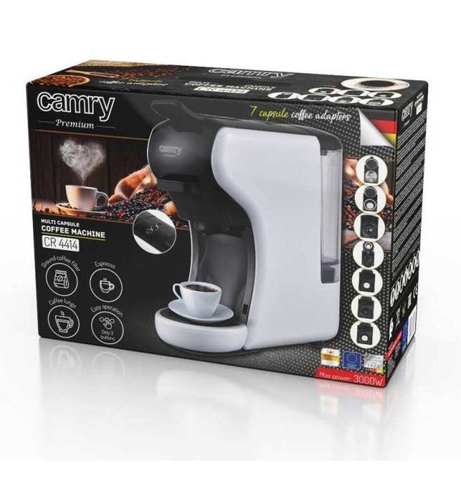 Еспресо машина за мляно кафе и капсули 9в1 Camry CR 4414, 3000W,19 bar
