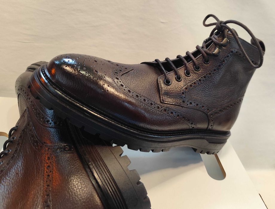 Ghete lace up 44 de lux Massimo Dutti NOI piele naturala moale maro