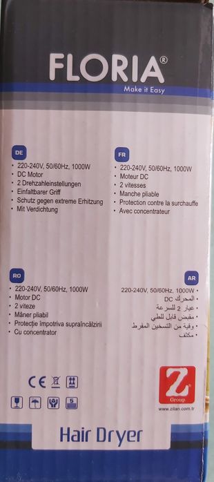 Uscător de păr pt voiaj, cu mâner pliabil, 1000w