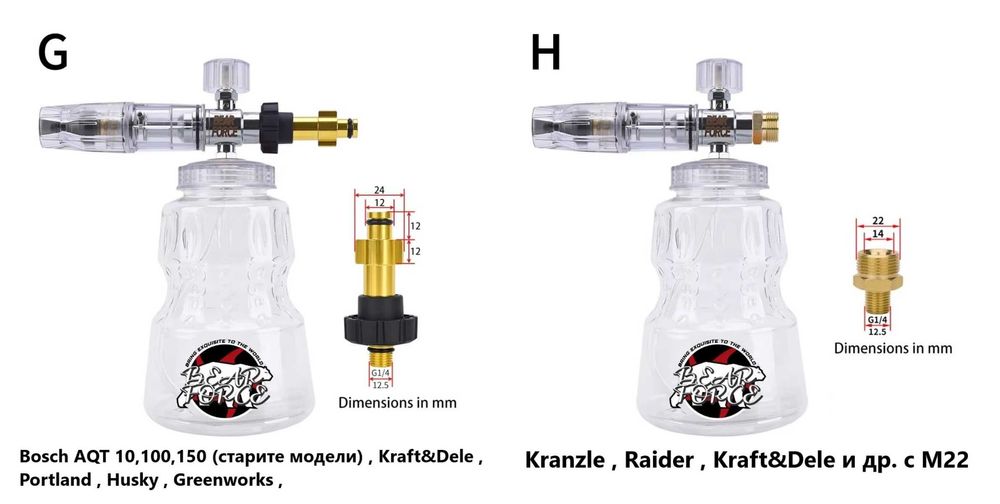 Пянообразувател BearForce - Karcher,Bosch,Lavor,Parkside,Nilfisk и др.