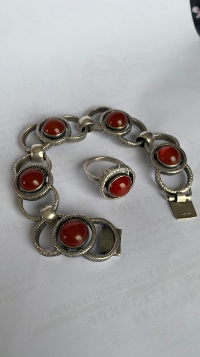 Антична сребърна гривна + пръстен