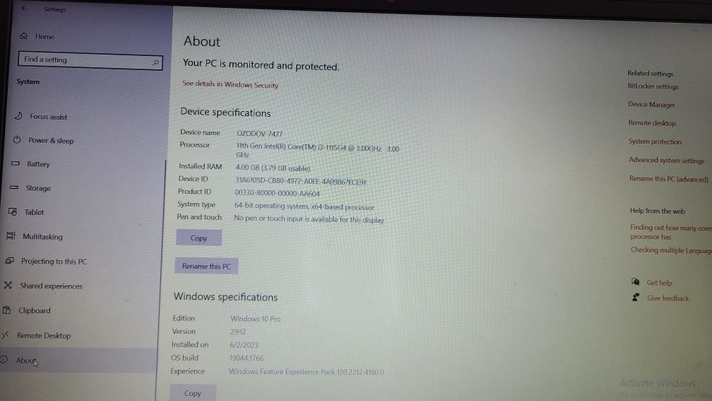 Lenovo v15 core3 4/256