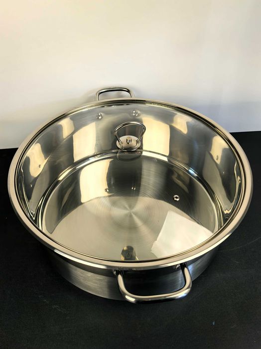 Cratita inox 40x16 cm 20 litri cu capac sticla 340 lei