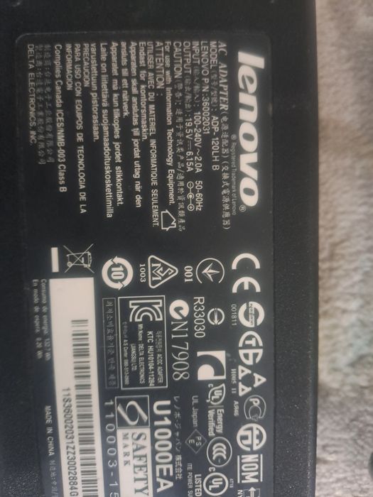 блок питания со шнуром 19,5v, 6.15A ноутбук на запчасть