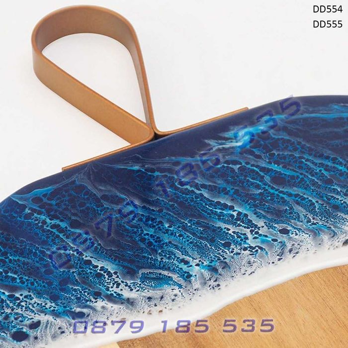 Кръгла кухненска дъска епоксидна смола залив дърво метална дръжка