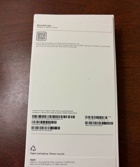 iPhone 18 Pro Max 256Gb - Burgundy