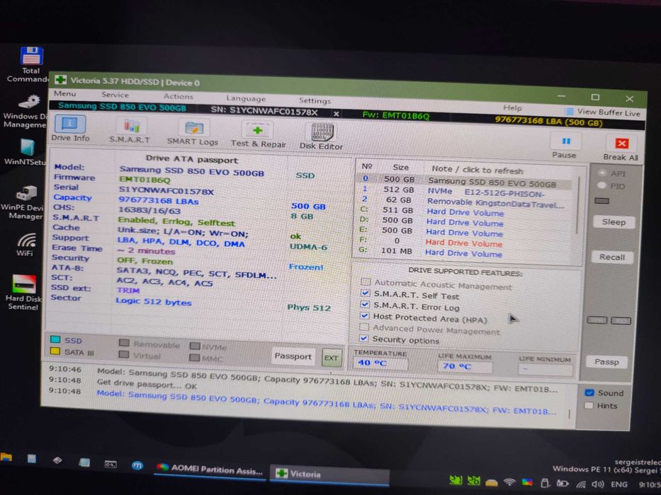 ssd Samsung 860 EVO 500gb 99%