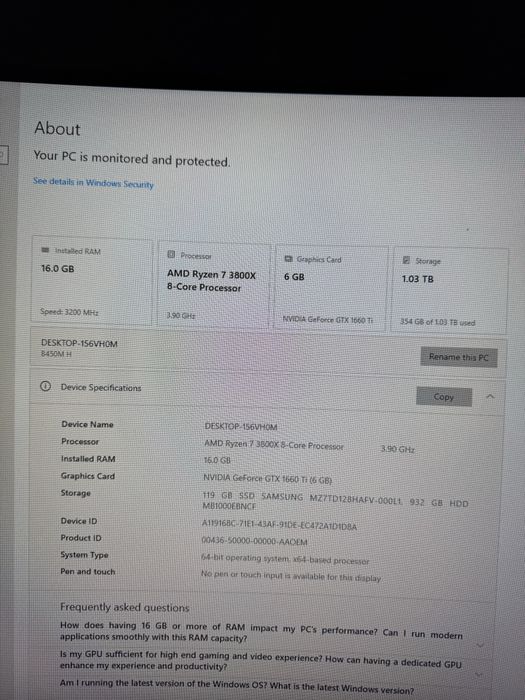 PC Gaming Puternic Ryzen 7 / GTX 1660 Ti / 16GB RGB 3600MHz