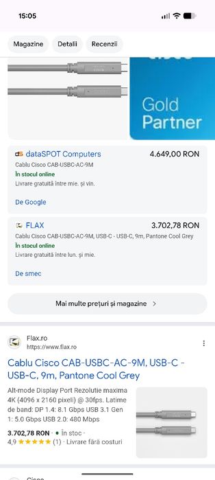 Cablu Cisco CAB-USBC-AC-9M