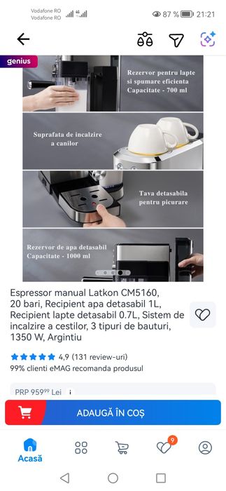 Espressor manual Latki, 20 bar