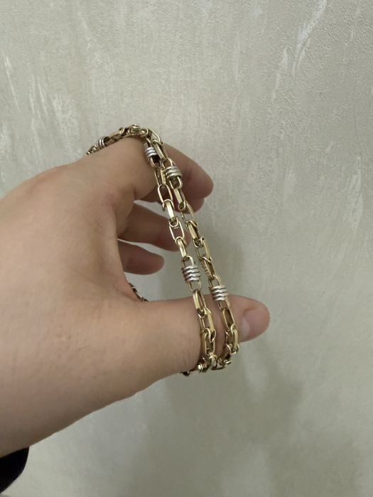 Lant aur 14k galben cu alb