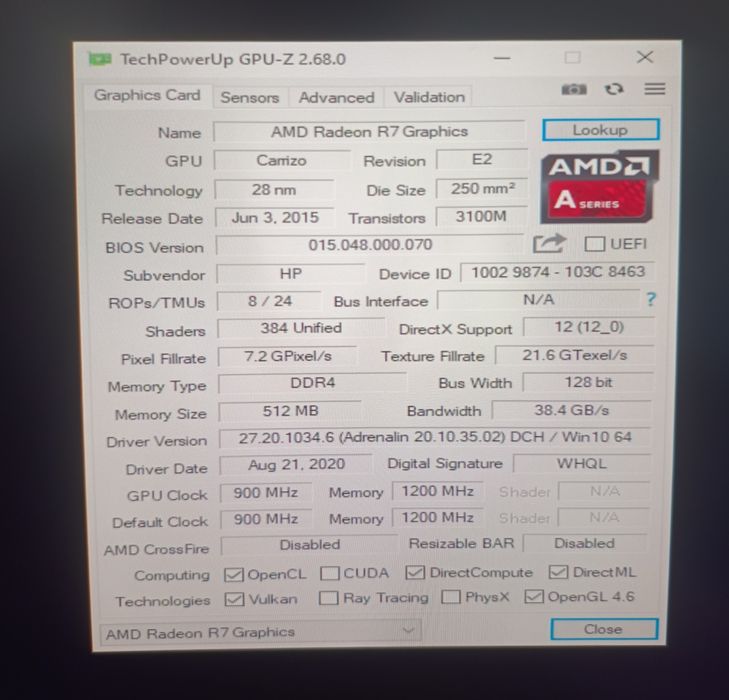 PC HP elitedesk 705 G4, AMD A8-9600, 256 ssd, 8gb ram