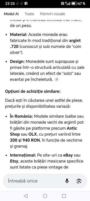 Brățară argint mexicană Antichitate