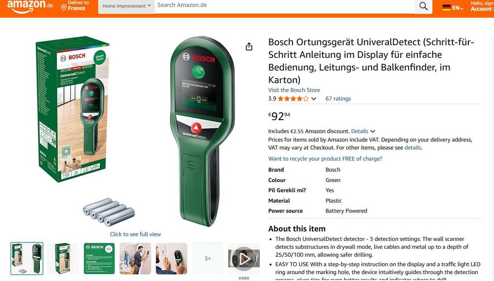 Detector cabluri Bosch UniversalDetect ( în cutie)