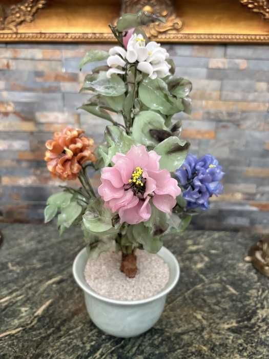 Superb pomisor-bonsai-flori-frunze-ghiveci din jad-Franta