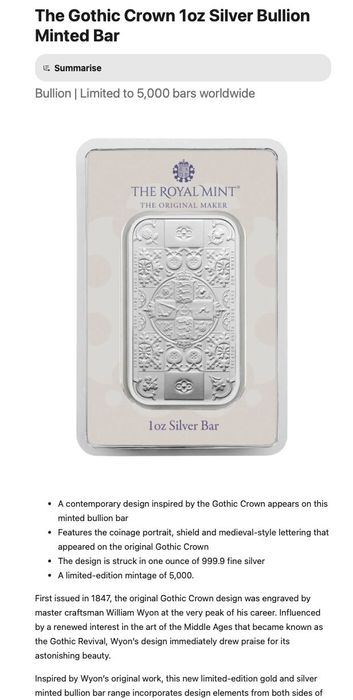 Lingou Argint 1 oz Coroana Regala – Ediție Limitată 5.000 buc Mondial