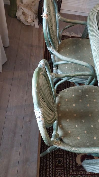 Set masa cu geam  + 6 scaune bambus+2 fotolii