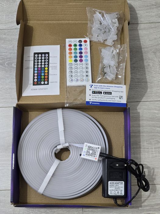 Bandă LED Neon RGB Bvokon 15m – Control prin aplicație și telecomandă