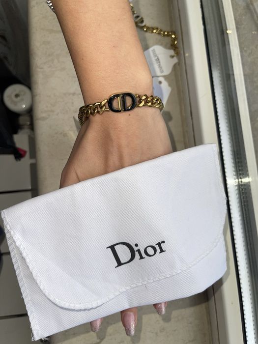 Черна гривна диор кристиан златна златиста неръждаема стомана бяла