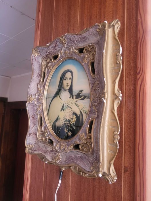 Icoană religioasă cu Sfânta Maria veche din anii 1940-1960