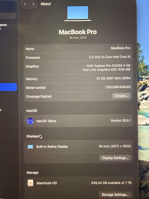 Macbook Pro 2019 16 / 32gb RAM / 1TB