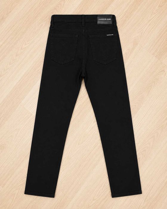 Blugi Calvin Klein Jeans negri, croială slim-straight, bumbac stretch – Mărimea XS